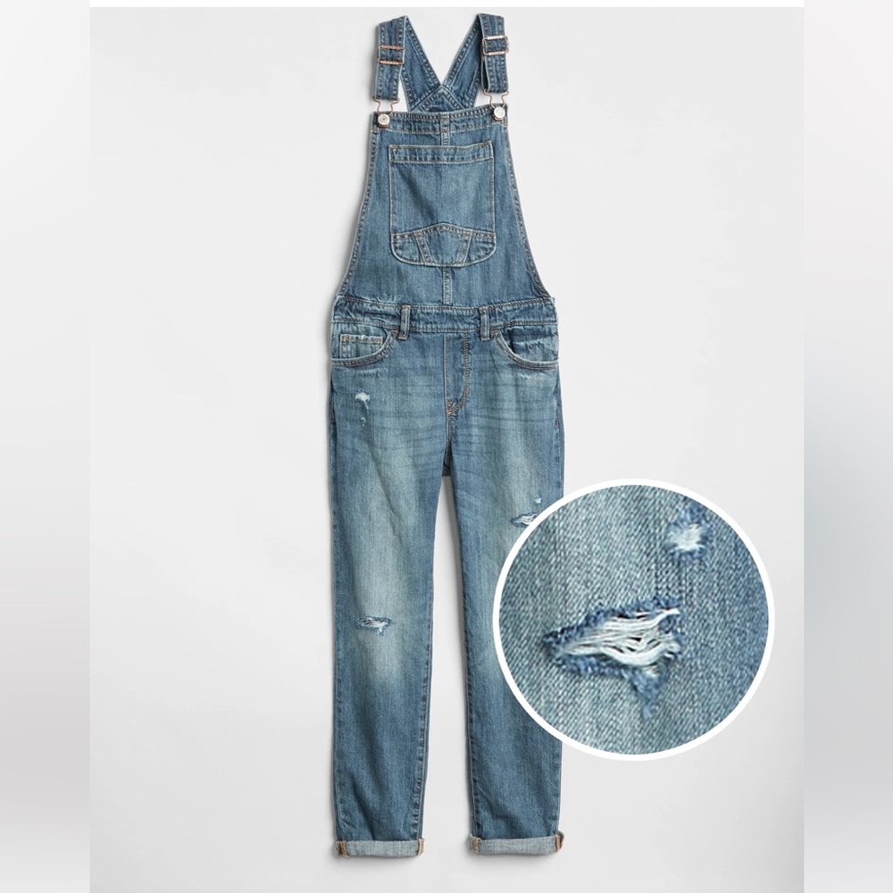 Girls distressed overalls size medium